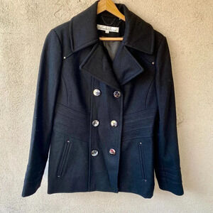 Kenneth Cole Black Wool Peacoat Size 8